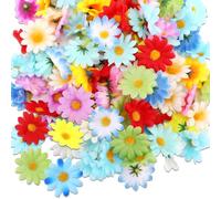 nektron 100PCS Fabric Daisy Flower Heads, 4cm Artificial Gerbera Daisy Flowers Heads Fake, Mini Silk Artificial Mix Color Faux Sunflower Heads for DIY Craft Wedding Home Party Decoration