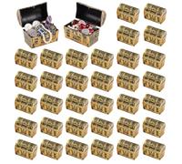 nektron 36 Pieces Mini Pirate Treasure Chests, 2.3 Inch Plastic Treasure Chests with a Gold Finish, Vintage Jewelry Storage Decorative Mini Box for Halloween Birthday Party Props