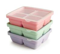 Nelbons 3Pcs Ice Cube Tray,Each Cube 100ml Easy-Release Silicone Large Ice Moulds with Removeable Lids,Perfect for Chilled Drinks,Freezer,Food,Whiskey and Cocktail, BPA Free (PPG) (lzh) BG-FZL
