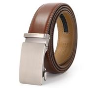 Nelbons Men's Belt, Leather Ratchet Belt for Men with Slide Buckle,Trim to Fit width 3.5cm 1 3/8 inch