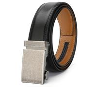 Nelbons Men's Belt, Slide Ratchet Belt for Men with Leather 1 3/8" width 3.5cm,Trim to Fit (130cm / 28 "-44" adjustable waist, D-Black)