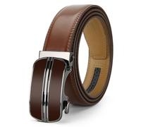 Nelbons Men's Belt, Slide Ratchet Belt for Men with Leather 1 3/8“ width 35mm,Trim to Fit (Brown A3, 130cm / 28 "-44" adjustable waist)