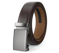 Nelbons Men's Belt, Slide Ratchet Belt for Men with Leather 1 3/8“ width 35mm,Trim to Fit (coffee, 130cm / 28 "-44" adjustable waist)