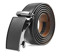 Nelbons Men's Belt, Slide Ratchet Belt for Men with Leather 1 3/8“ width 35mm,Trim to Fit (Z-Black B6, 130cm / 28 "-44" adjustable waist)