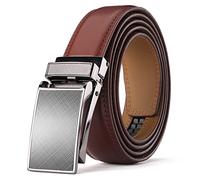 Nelbons Men's Belt width 3.0cm 1 1/8 inch, Leather Ratchet Belt for Men with Slide Buckle,Trim to Fit