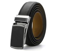 Nelbons Men's Belt width 3.0cm 1 1/8 inch, Leather Ratchet Belt for Men with Slide Buckle,Trim to Fit