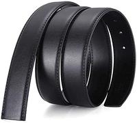 Nelbons Men's Leather Hole Belt Strap Without Buckle, Strap ONLY 2.8/3.0/3.2/3.5/3.8cm（5size） wide,replacement belt, Blacklength 125cm Suitable for 28"-43" Waist, Width3.0CM