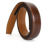 Nelbons Men's Leather Ratchet Belt Strap Only 35mm 1 3/8,Leather Belt without Buckle…(B-Brown-2,130CM/UP TO Waist:44'')