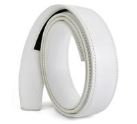 Nelbons Men's Leather Ratchet Belt Strap Only 35mm 1 3/8,Leather Belt without Buckle…(F-White-1,130CM/UP TO Waist:44'')