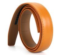 Nelbons Men's Leather Ratchet Belt Strap Only 35mm 1 3/8,Leather Belt without Buckle,replacement belt (T1-yellow, 130CM/UP TO Waist:44'')