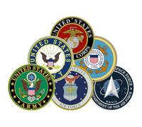 Neletao United States Army,Coast Guard,Marines,Navy,Air Force,Space Force Logo Metal Sign Military Wall Decor, 12 Inch Round Emblem, US Military Service Branch Wall Decor (Six colors)