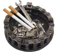 Neletao Vintage Motorcycle Chain Ashtray with Wrench & Bike Motif - Perfect for Biker Bars, Harley Shops, or Smoking Rooms - Unique Gift for Men, Mechanics, or Smokers (B)