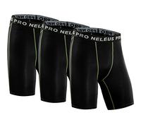 NELEUS 3 or 6 Pack Compression Shorts for Men Spandex Sport Shorts Running Athletic Workout Performance Baselayer Underwear, 047# 3 Pack: Black,black,black, S