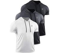 NELEUS Dry Fit Workout Athletic Muscle Tank Top Running Shirts with Hoods, 5084 Black/Grey/White,3 Pack, S