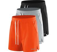 NELEUS Men's 7 inch Running Shorts Athletic Gym Workout Shorts with Pockets, 3d Honeycomb Fabric: Black/Light Grey/Orange, Medium