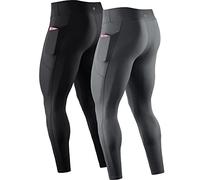 NELEUS Men's Dry Fit Compression Baselayer Pants Running Tights Leggings with Phone Pocket, 6109# 2 Pack,black/Grey, Large