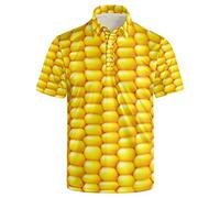 NELife Golf Shirts for Men Printed Dry Fit Short Sleeve Performance Polo Shirts Moisture Wicking Collared Tennis T-Shirt, Yellow-3, Medium