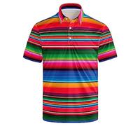 NELife Golf Shirts for Men Printed Dry Fit Short Sleeve Performance Polo Shirts Moisture Wicking Collared Tennis T-Shirt, Style-34, 3XL
