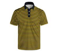 NELife Golf Shirts for Men Printed Dry Fit Short Sleeve Performance Polo Shirts Moisture Wicking Collared Tennis T-Shirt, Stripes Yellow/Black, XL