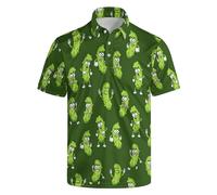 NELife Golf Shirts for Men Printed Dry Fit Short Sleeve Performance Polo Shirts Moisture Wicking Collared Tennis T-Shirt, Green-pickles, XXL
