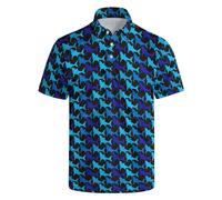 NELife Golf Shirts for Men Printed Dry Fit Short Sleeve Performance Polo Shirts Moisture Wicking Collared Tennis T-Shirt, Blue-65 Shark, XXL