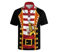 NELife Golf Shirts for Men Printed Dry Fit Short Sleeve Performance Polo Shirts Moisture Wicking Collared Tennis T-Shirt, Costume-01 Pirates Black, Large