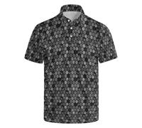 NELife Golf Shirts for Men Printed Quick Dry Short Sleeve Performance Polo Shirts Moisture Wicking Collared Tennis T-Shirt, Independent Day Black, XXXXL