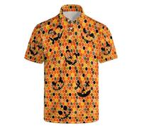 NELife Golf Shirts for Men Printed Quick Dry Short Sleeve Performance Polo Shirts Moisture Wicking Collared Tennis T-Shirt, Halloween Honeycomb, 3XL
