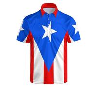 NELife Men's Polo Shirt Funny Golf Shirts Dry Fit Print Performance Short Sleeve Collared Golf Polo Shirts for Men, S-4XL, Style-11 Puerto Rico Flag, Medium