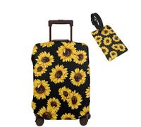 NELife Travel Suitcase Protector African American Girl Elastic Protective Washable Luggage Cover With Concealed Zipper Suitable For 18-32 Inch -M, Sunflower, XL