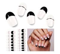 Nelikoo Semi Cured Gel Nail Strips - 30PCS Stickers for UV Light, Long-Lasting Wraps, Salon-Quality, 2 Weeks Wear, Easy DIY Gel Manicure - Tuxedo