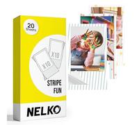 Nelko 2.06x3.54 Inch Photo Paper Work with PP01 Pocket Printer, 20 Sheets | 52.3×90mm, genuine stripe fun design, premium picture paper, easy to peel off, fit Nelko PP01 portable photo printer