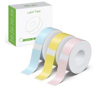 NELKO Genuine P21 Label Maker Tape, Adapted Label Print Paper, 12x40mm (0.47"x1.57"), Standard Laminated Office Labeling Tape Replacement, 180 Tapes/Roll, 3-Roll, Bright Yellow/Pale Pink/Sky Blue