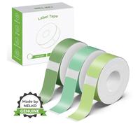 NELKO Genuine P21 Label Maker Tape, Adapted Label Print Paper, 14x40mm (0.55"x1.57"), Standard Laminated Labeling Replacement, Multipurpose, 180 Tapes/Roll, 3-Roll, Light Green/Dark Green