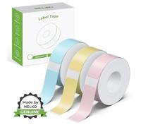 NELKO Genuine P21 Label Maker Tape, Adapted Label Print Paper, 14x40mm (0.55"x1.57"), Standard Laminated Office Labeling Tape Replacement, Multipurpose of P21, 180 Tapes/Roll, 3-Roll, Blue/Yellow/Pink