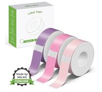 NELKO Genuine P21 Label Maker Tape, Adapted Label Print Paper, 14x40mm (0.55"x1.57"), Standard Laminated Office Labeling Tape Replacement, Multipurpose of P21, 180 Tapes/Roll, 3-Roll, Purple/Rose/Pink