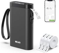 Nelko Label Maker P21 Portable Bluetooth Sticker Printer with 3 Tapes Black