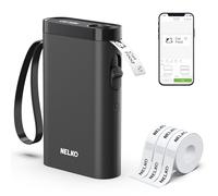 Nelko Label Maker P21 Portable Bluetooth Sticker Printer with 3 Tapes Black | Wireless Mini Label Printer with Multiple Templates for School Office Home, Organizing Storage Barcode