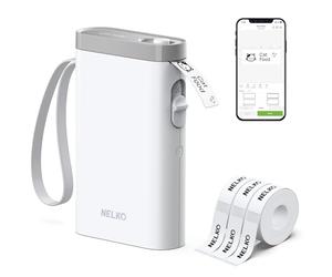 Nelko Label Maker P21 Portable Bluetooth Sticker Printer with 3 Tapes White | Wireless Mini Label Printer with Multiple Templates for School Office Home, Organizing Storage Barcode