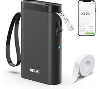 Nelko P21 Bluetooth Label Maker Black Portable Mini Sticker Printer with Tape