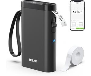 Nelko P21 Bluetooth Label Maker Black Portable Mini Sticker Printer with Tape