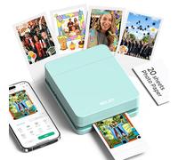 Nelko Photo Printer, 2x3 Portable Wireless Smartphone Printer, PP01 Mini Color Instant Inkjet Printer, Sticky-Back Photos, Bluetooth Compatible with iOS & Android, App Editing, Cyan