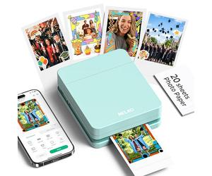 Nelko Photo Printer, 2x3 Portable Wireless Smartphone Printer, PP01 Mini Color Instant Inkjet Printer, Sticky-Back Photos, Bluetooth Compatible with iOS & Android, App Editing, Cyan