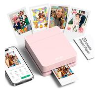 Nelko Photo Printer, PP01 Color Portable Mini Photo Printer, Instant Smartphone Inkjet Sticker Printer, Sticky-Back Photos, for iOS & Android, Fun Editing Smart AI APP, Pink
