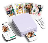 Nelko Photo Printer, PP01 Color Portable Mini Photo Printer, Instant Smartphone Inkjet Sticker Printer, Sticky-Back Photos, for iOS & Android, Picture Printer for Christmas, Fun Editing App, Purple