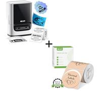 Nelko PM220 2 Inch Bluetooth Label Maker Kit, Includes Printer, White & Khaki Waterproof Thermal Labels for Home, Retail