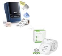 Nelko PM220 Bluetooth Label Maker Kit Blue with Round White Tape Includes Portable Printer and 150 White 50mm Waterproof Labels for Jewelry Gift Home Organizing