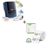 Nelko PM220 Bluetooth Label Maker Starter Kit Blue Includes Portable Printer and 2 Roll White 40x30mm Waterproof Labels for iOS Android Home Retail Use