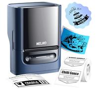 Nelko PM220 Bluetooth Thermal Label Printer, Portable Label Maker Machine for iOS & Android Phone, Label Maker for Clothing, Jewellery, Retail, Address, Barcode, Home, with 1 Roll 40x30mm（Blue）1 pack