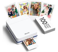 Nelko PP01 2x3 Portable Photo Printer with 100 Sheets, White | Instant Inkjet Mini Printer, Sticky-Back Photos, Bluetooth Smartphone Compatible with iOS/Android, Pocket Size, App Editing